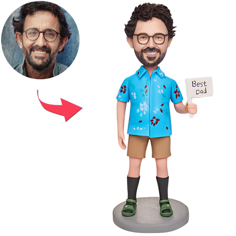 Cadeau De Fête Des Pères Hawaii Shirt Daddy Bobblehead Personnalisé Avec Texte Gravé
