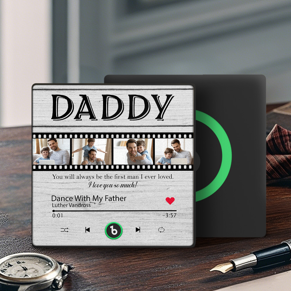 Aimant De Réfrigérateur Personnalisé Avec Film Photo Et Musique, Aimant De Réfrigérateur Personnalisé Avec Film Photo Pouvant Jouer Des Chansons, Cadeau De Fête Des Pères Pour Papa
