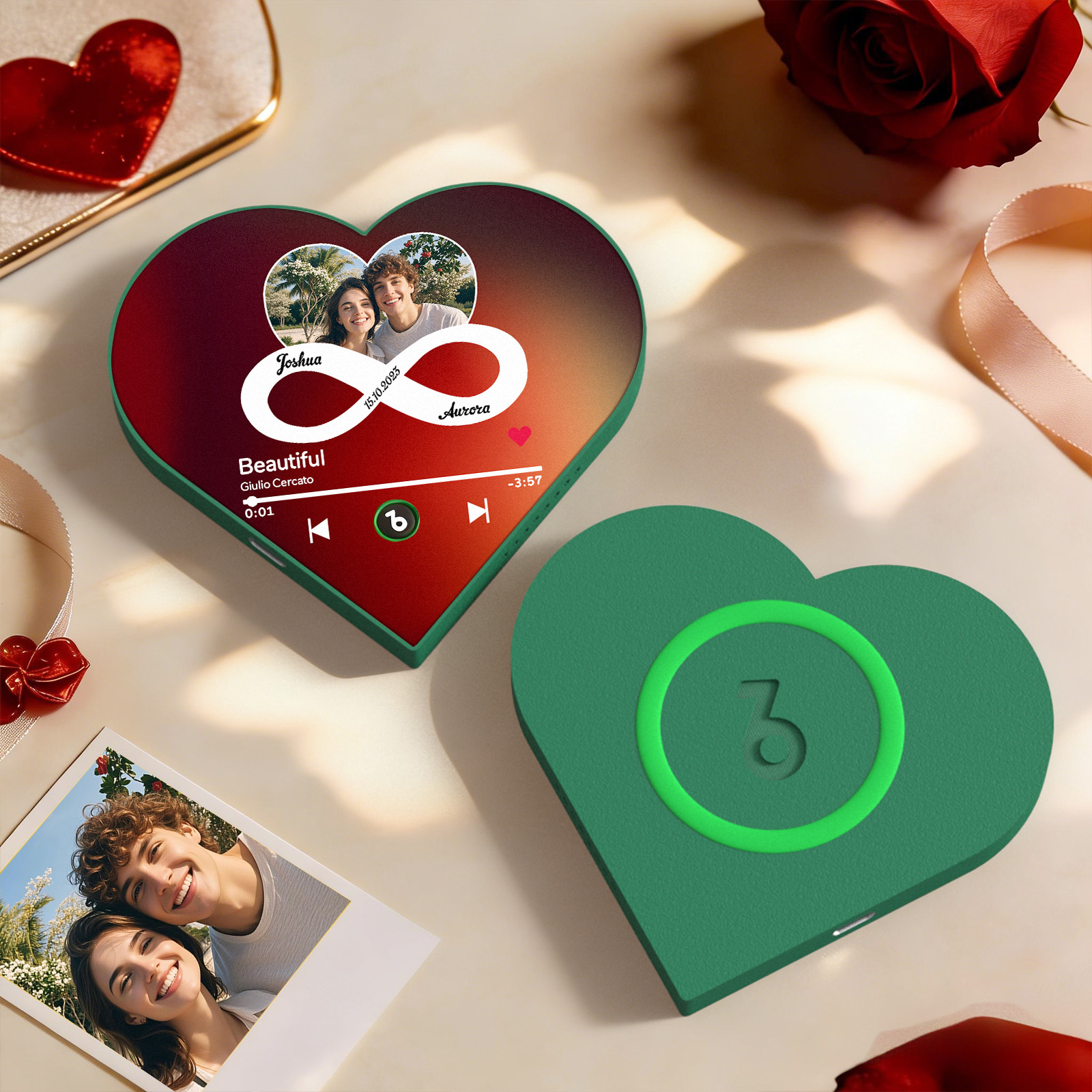 Aimant De Réfrigérateur Personnalisé En Forme De Cœur, Photo Musicale, Amour Éternel, Cadeau Romantique Pour Couples, Cadeaux De Saint-valentin