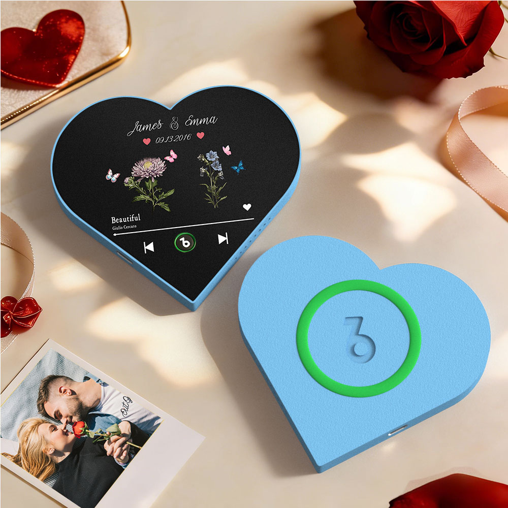 Aimant De Réfrigérateur Musical En Forme De Cœur Avec Fleur Et Mois De Naissance - Cadeau Romantique Pour Les Couples - Idéal Pour La Saint-valentin