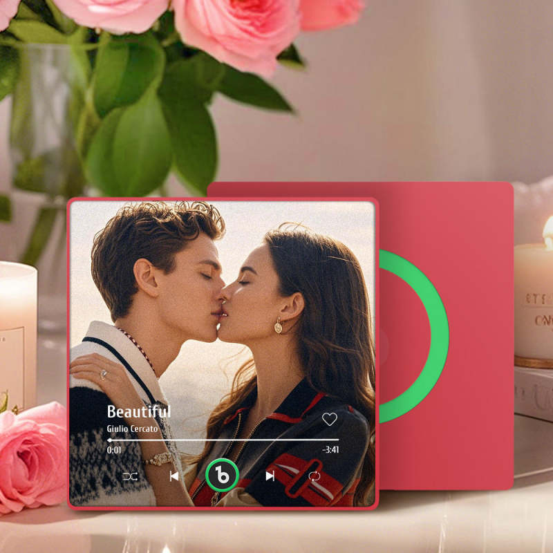 Aimant Frigo Musical Personnalisé - Spotify Rétro - 10x10 Cm - Haut-parleur Intégré - Cadeau Couple Musique