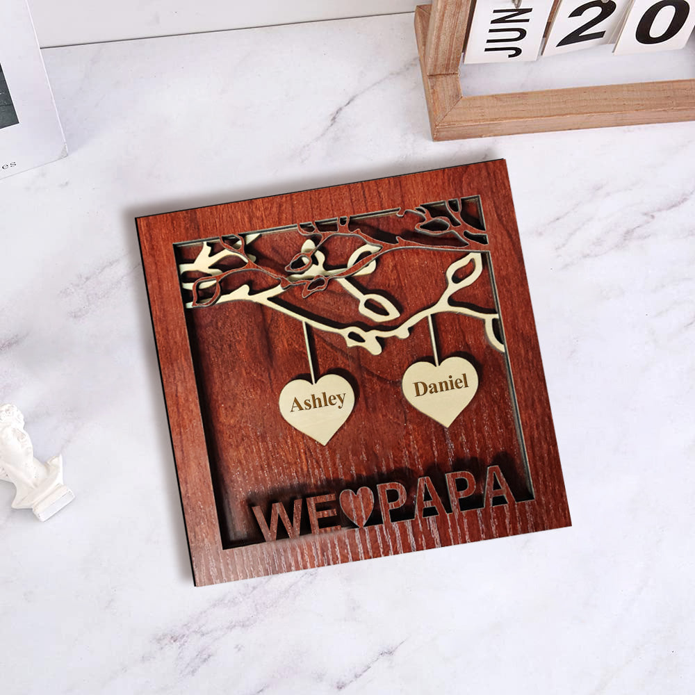 Nom Gravé Personnalisé Signe d'Arbre Familial Ornement Plaque Bois Personnalisée Cadeau Fête des Mères