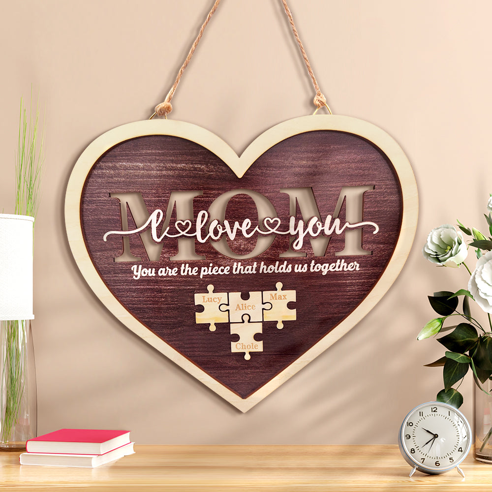 Plaque De Puzzle Personnalisée En Forme De Cœur De Maman Vous Êtes La Pièce Qui Nous Tient Ensemble Cadeau De Fête Des Mères