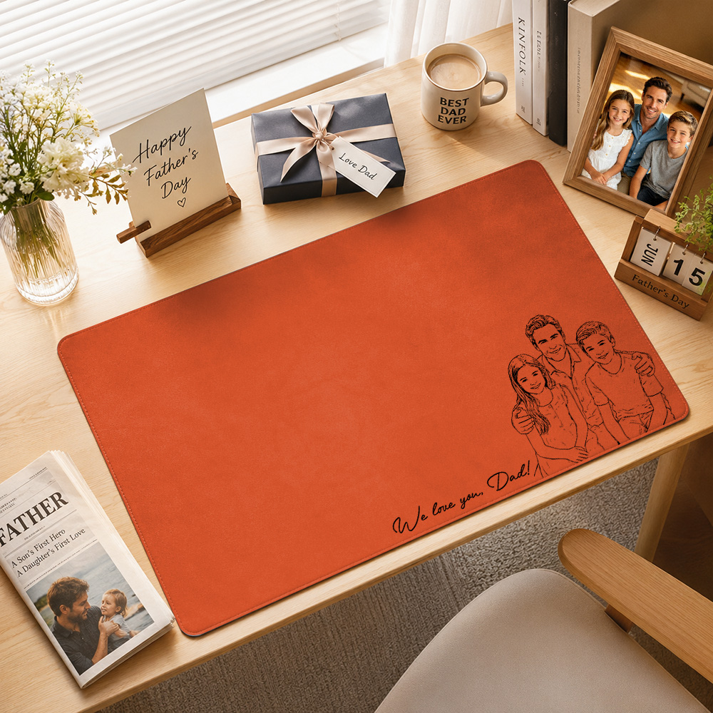 Tapis De Bureau Personnalisé Avec Texte Et Photo, Dessin Au Trait, Pour Papa, Mari, Cadeau De Fête Des Pères