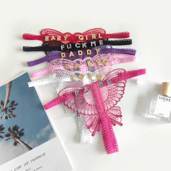 Cadeaux De La Saint-valentin Pour Ses Tongs En Dentelle Papillon Creuses Personnalisées, Culottes En Dentelle Personnalisées