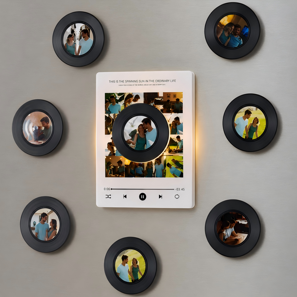 Aimant de réfrigérateur avec Photo personnalisée, musique, disque de capteur NFC, aimant de réfrigérateur, veilleuse, enregistrements remplaçables