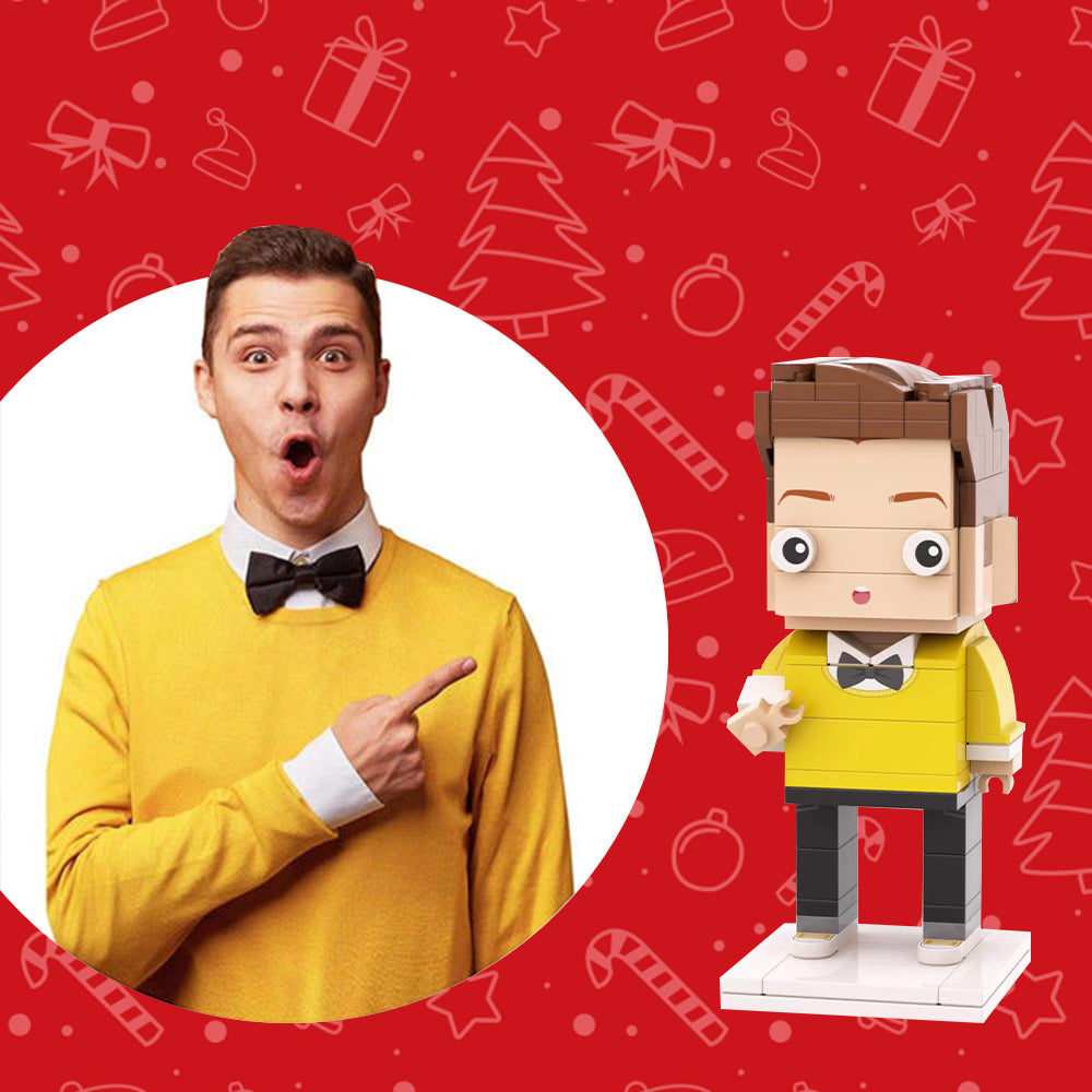 Cadeaux de Noël Figurines en briques personnalisées Cadeaux personnalisés pour 1 personne (non assemblés) - Chemise à carreaux pour homme