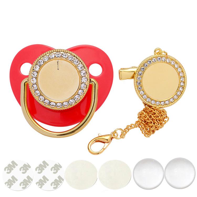 Ensemble De Tétines Dorées De Luxe Personnalisées Avec Photo Et Attache-tétine, Cadeau Personnalisé Pour Bébé, Pour Une Fête Prénatale