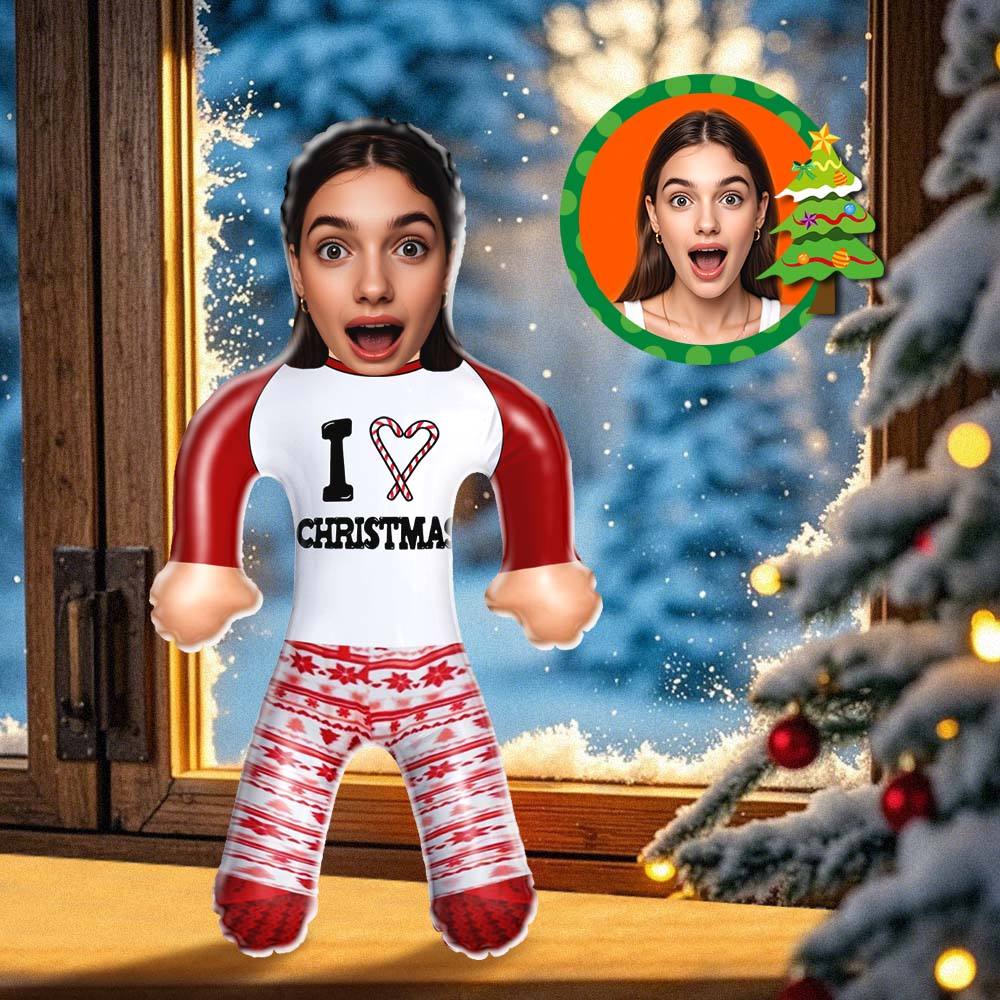 Poupée Gonflable Personnalisée, Visage Personnalisé, Poupée Air Minime De Noël, Cadeaux Gonflables Amusants-j'aime Noël