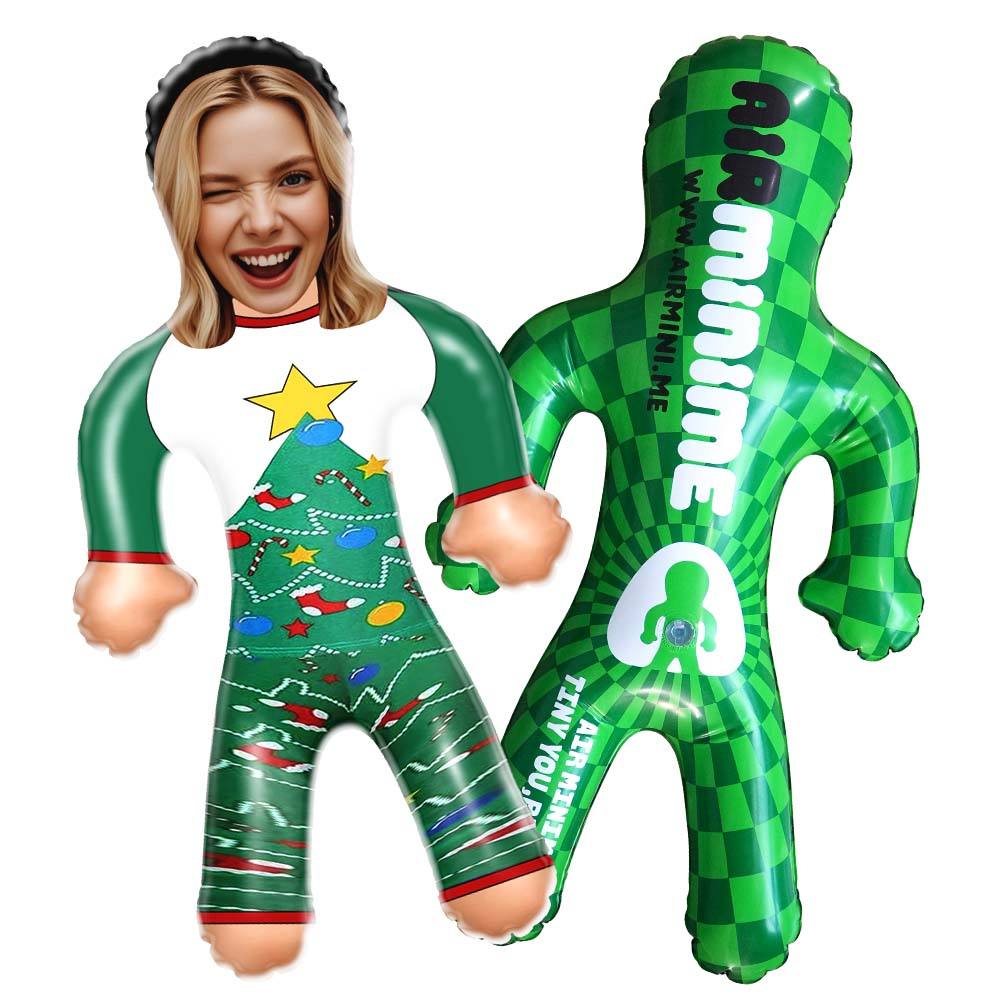 Poupée Gonflable Personnalisée, Ensemble Pyjama De Noël Vert, Poupée Air Minime, Cadeau De Noël Gonflable Amusant