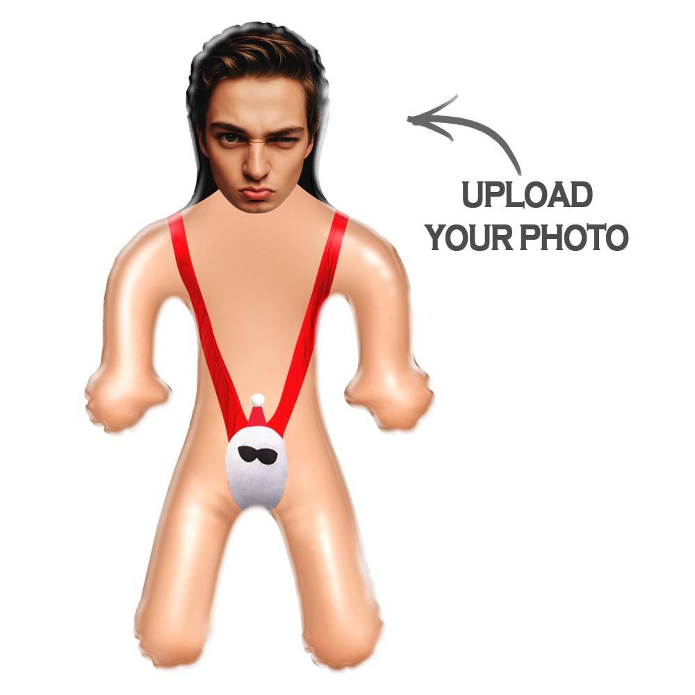 Poupée Gonflable Personnalisée Santa Mankini, Visage Personnalisé, Minime, Poupée Gonflable Drôle, Cadeau De Noël