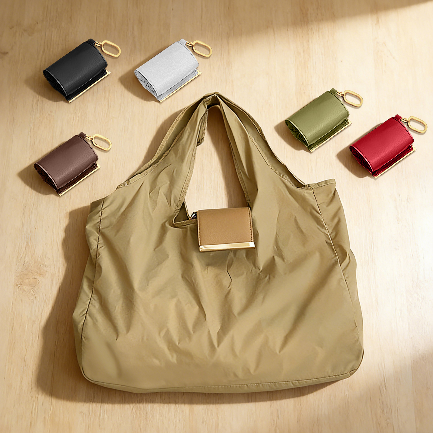 Sac Cabas Pliable Porte-Clés, Sac De Courses Écologique Réutilisable, Accessoire De Voyage Compact Et Portable