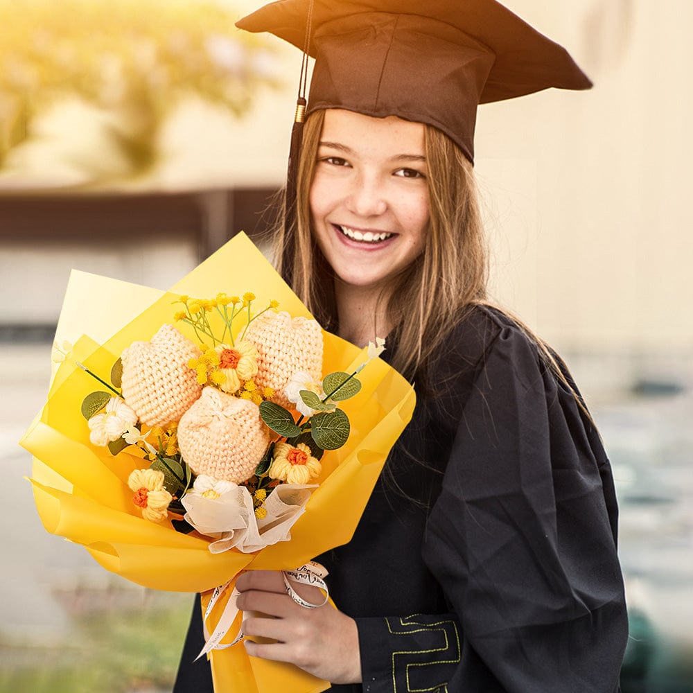 Bouquet De Fleurs Au Crochet, Bouquet De Tulipes Tricoté À La Main, Cadeau De Remise De Diplôme Pour Elle