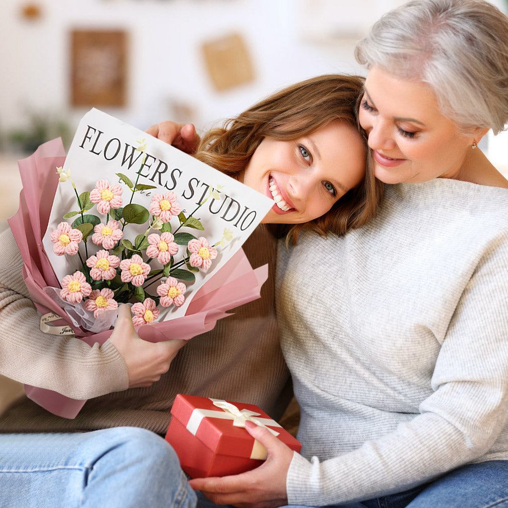 Cadeaux Fête des Mères Bouquet de Fleurs Crocheté à la Main Petit Bouquet de Marguerites