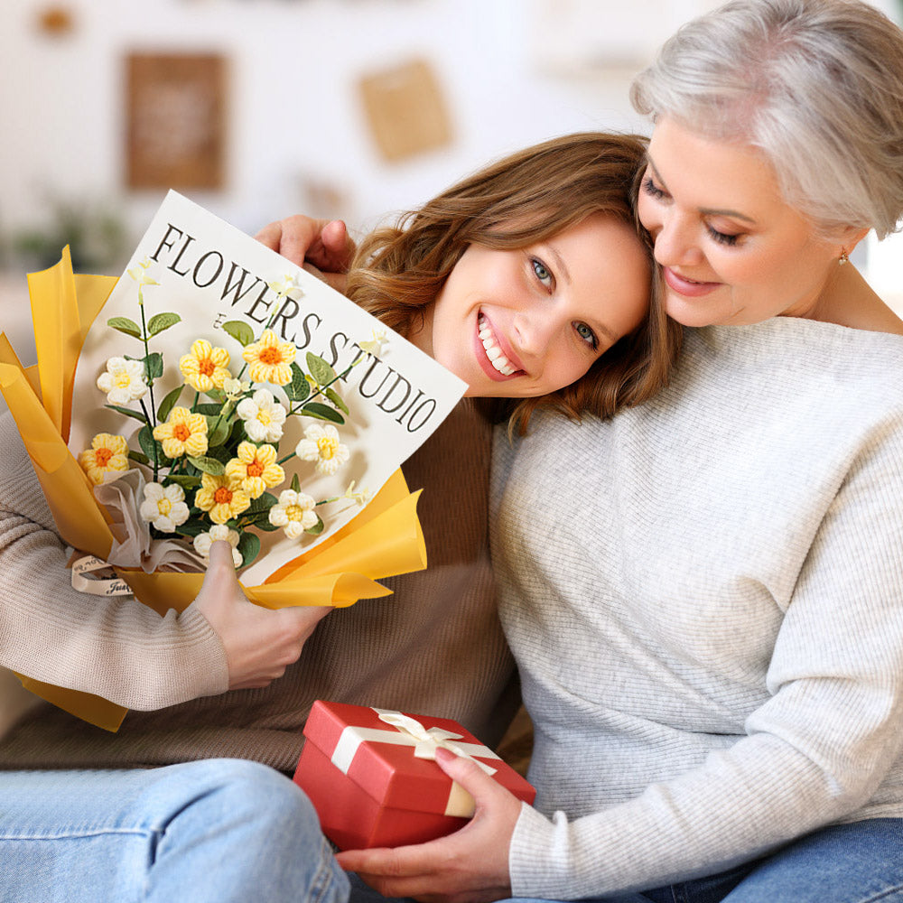 Cadeaux Fête des Mères Bouquet de Fleurs Crocheté à la Main Petit Bouquet de Marguerites