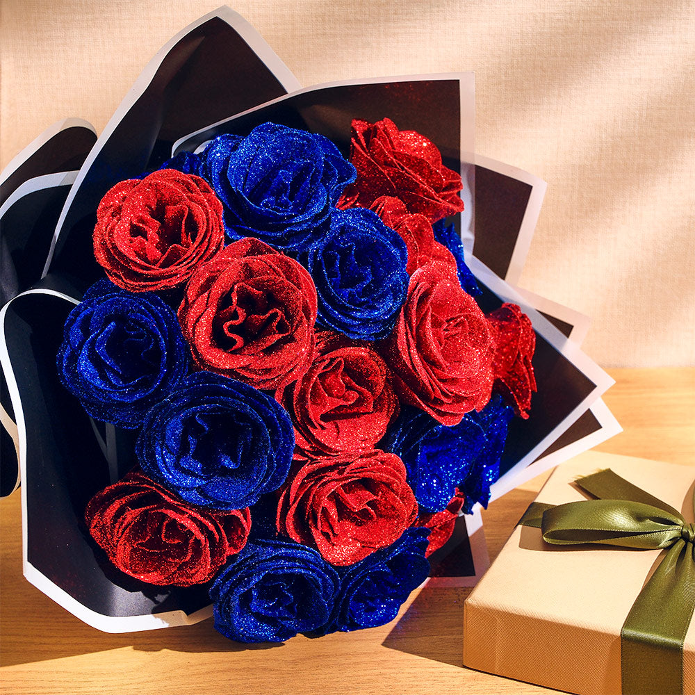 Bouquet De Roses À Paillettes Rouges Et Roses, Meilleurs Cadeaux D'anniversaire Pour Petite Amie, Femme, Maman