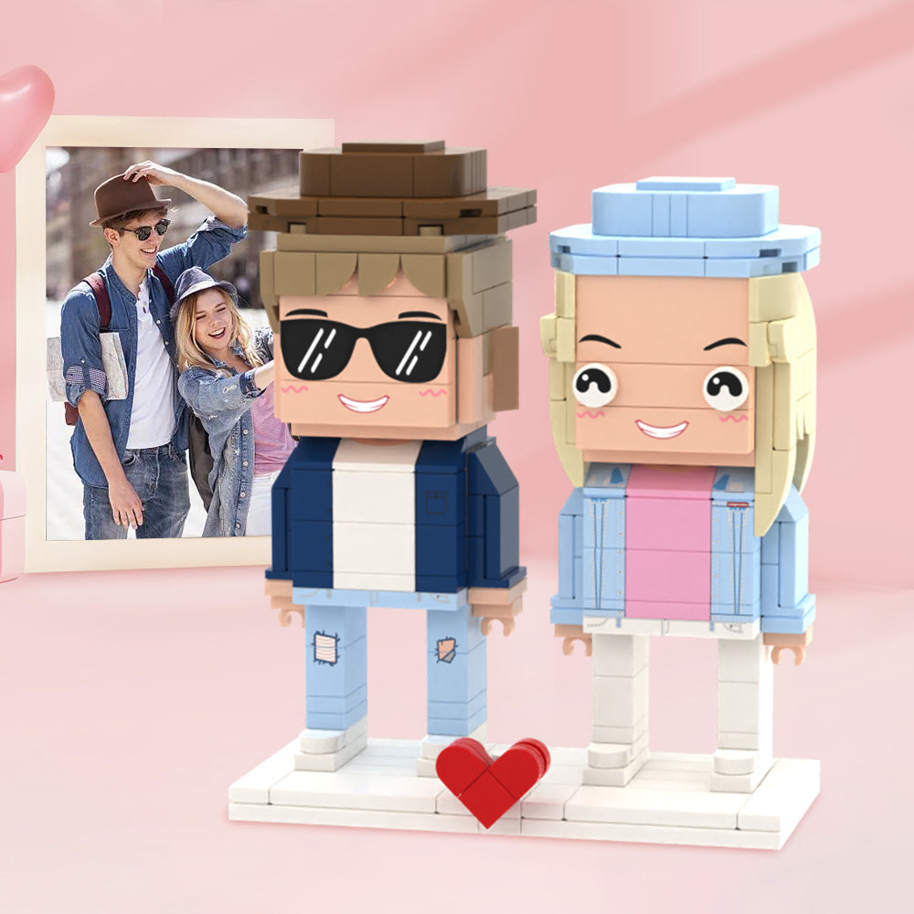 Saint-Valentin Figurines personnalisables en briques à 2 personnes pour la Saint Valentin