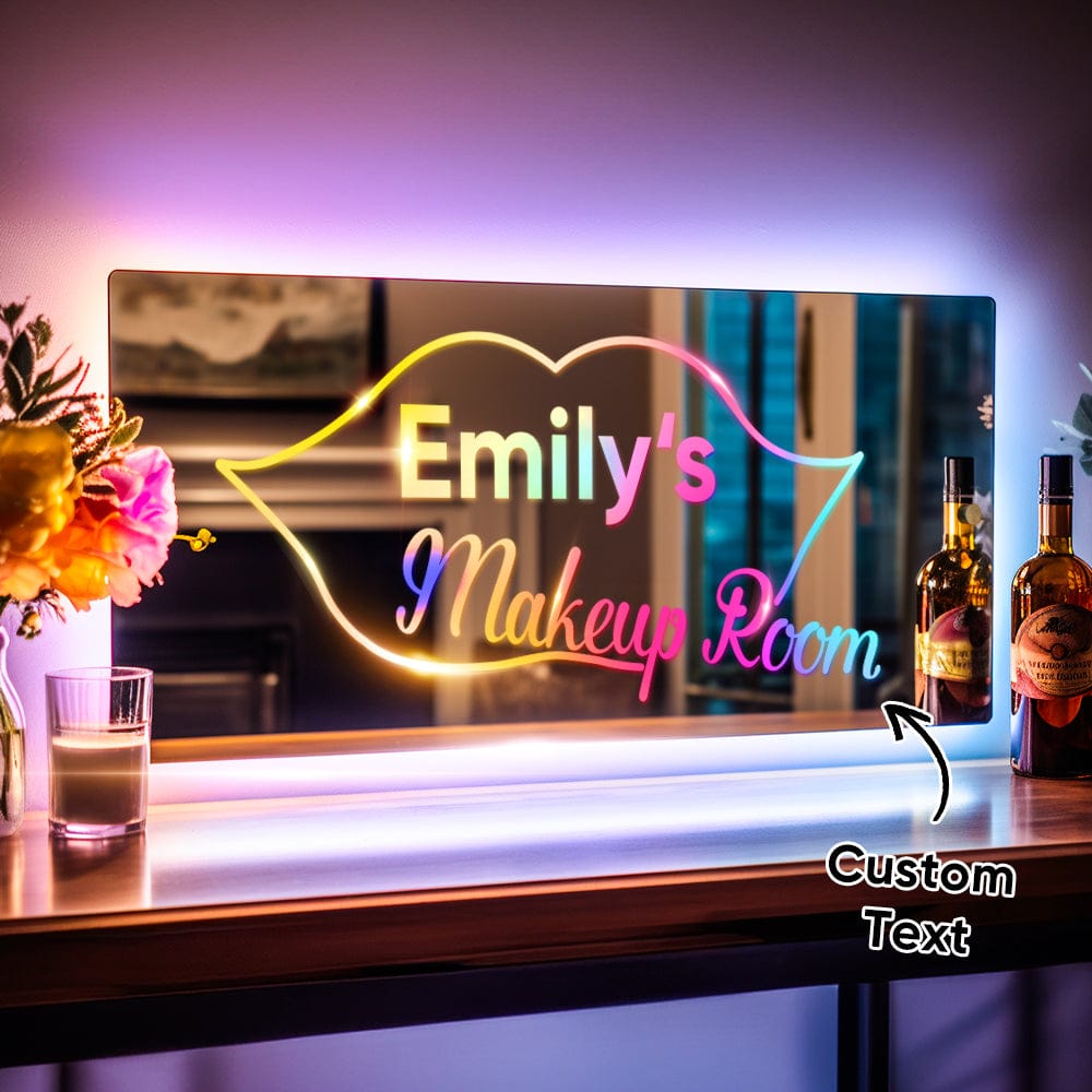 Personalized Makeup Room Wall Mirror Light Sign Colorful Mirror Light Valentine's Day Gift
