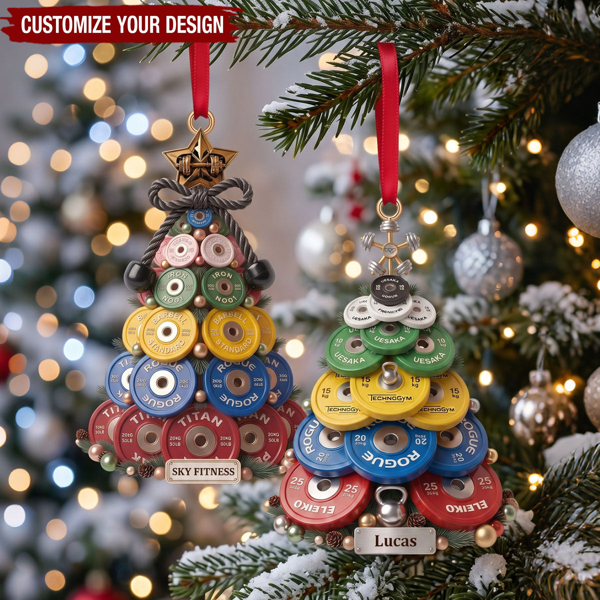 Décoration De Noël En Forme De Disque De Musculation - Cadeau Personnalisé Pour Les Passionnés De Musculation