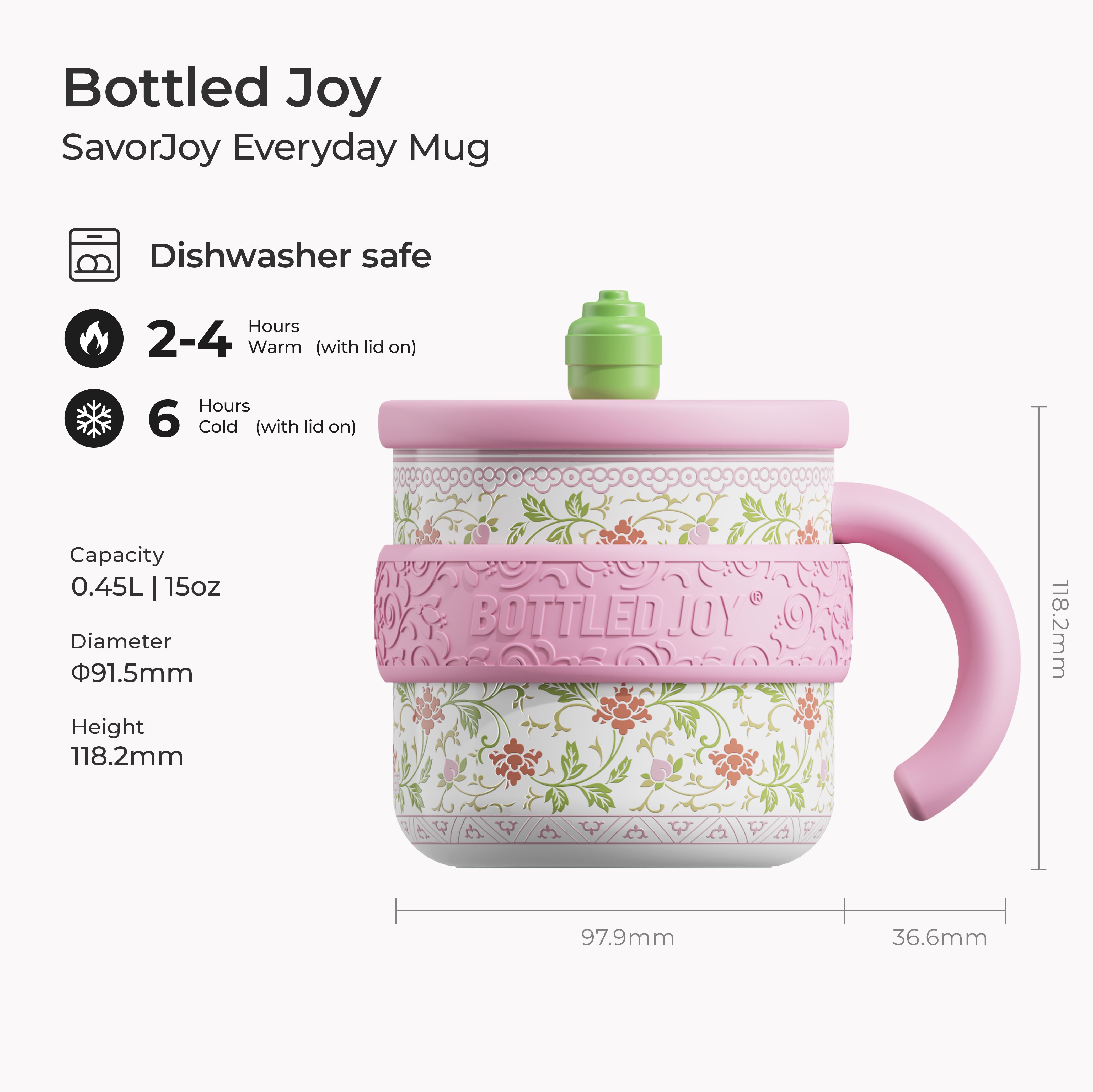SavorJoy Tasse thermique 450 ml – Tasse à café isolée | Joie en bouteille
