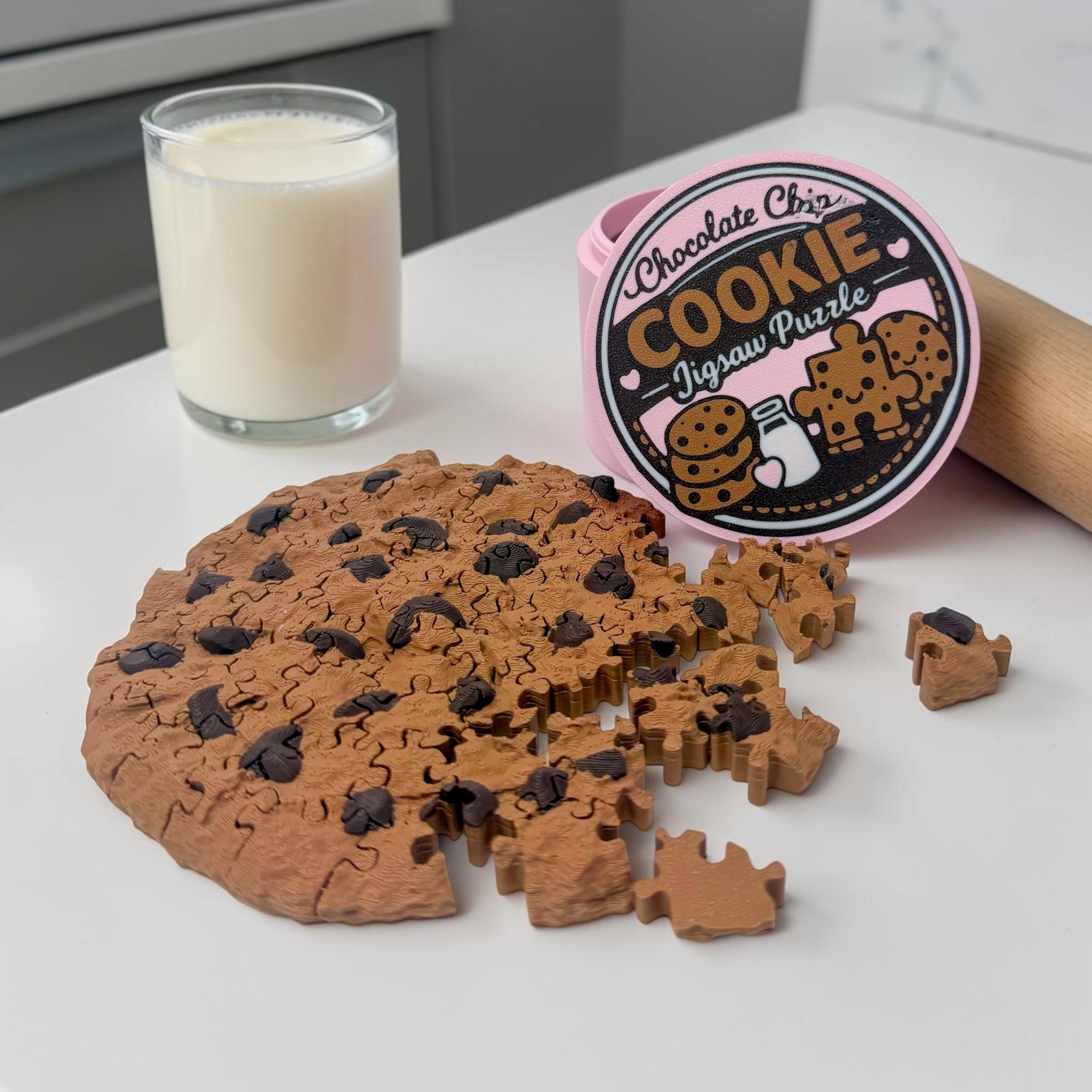 Puzzle Fantaisie En Forme De Beignet Et Pépites De Chocolat - Puzzle Fantaisie Imprimé En 3D Avec Boîte De Rangement