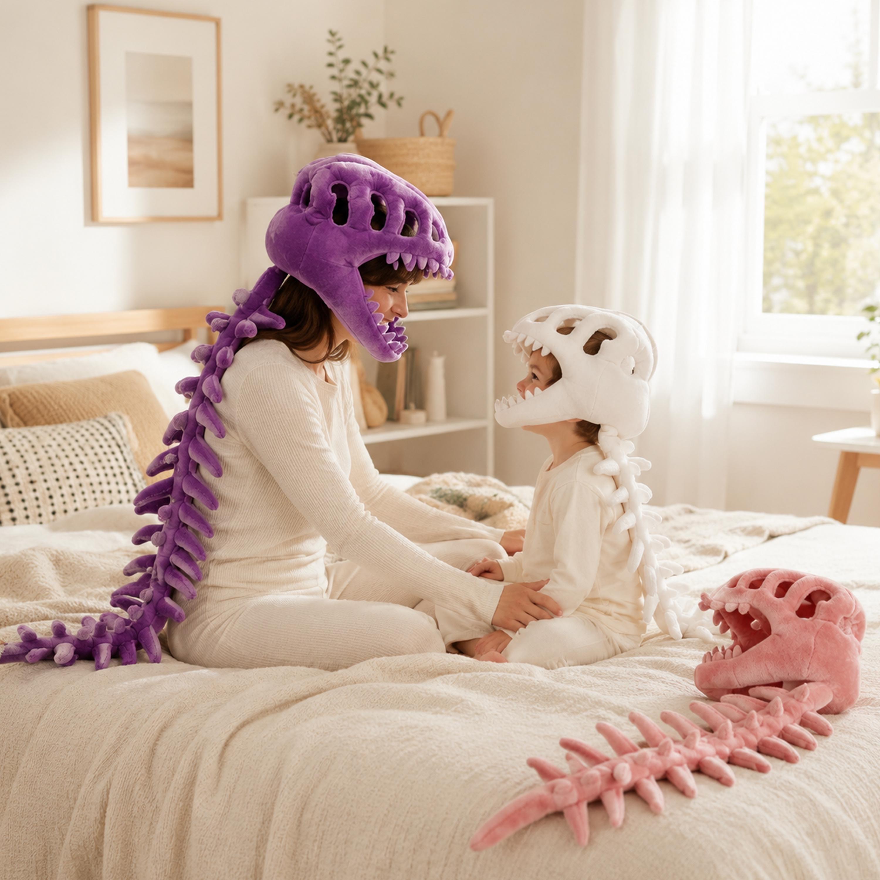 Chapeau Squelette De Dinosaure En Peluche Avec Queue, Couvre-chef Amusant Et Effrayant Pour Enfants Et Adultes
