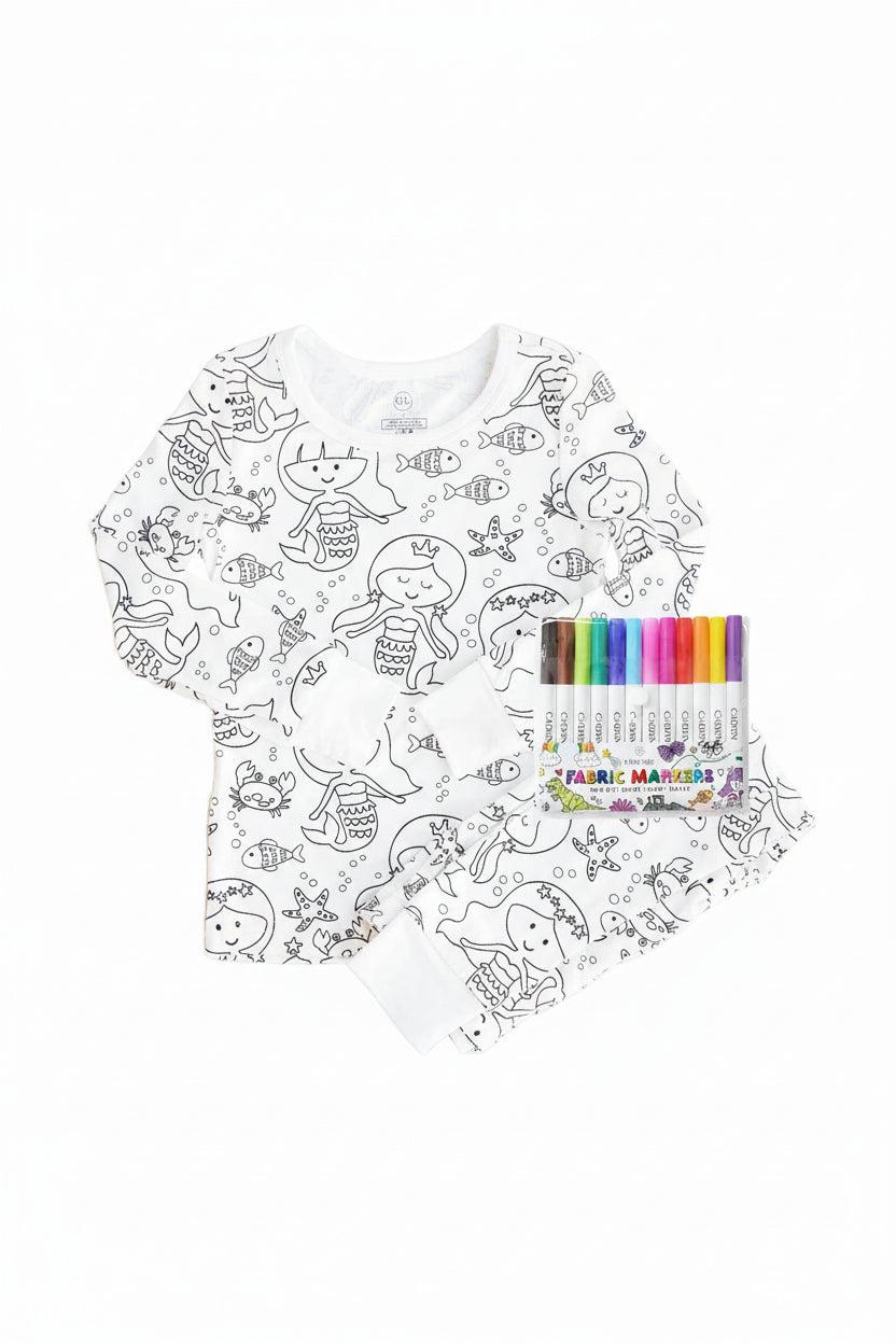Ensemble De Pyjama Deux Pièces à Colorier Bricolage Pour Enfants, Cadeau Artistique DIY