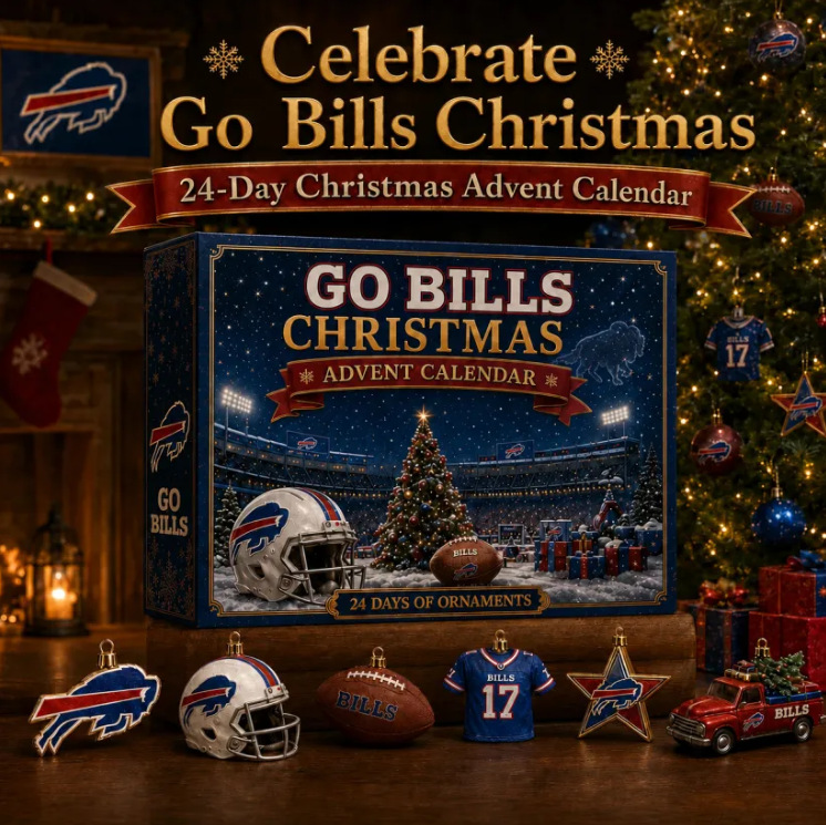 Calendrier De L'Avent Go Bills, Calendrier De Compte à Rebours De 24 Jours Avec 24 Décorations à Collectionner à Suspendre, Cadeau Souvenir De Noël Sur Le Thème De L'équipe De Football Pour Les Fans
