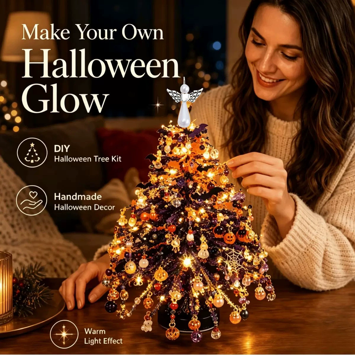 Kit De Mini Sapin De Noël Perlé à Faire Soi-même – Décoration De Table Artisanale Avec Ange Au Sommet