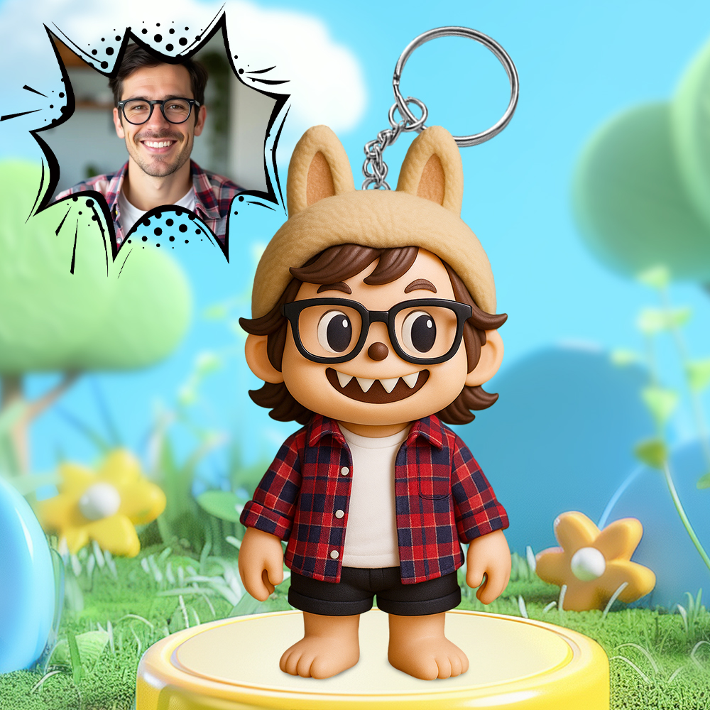 Individuelle 3d-cartoon-figur Mit Verspieltem Ausdruck Und Großen Augen