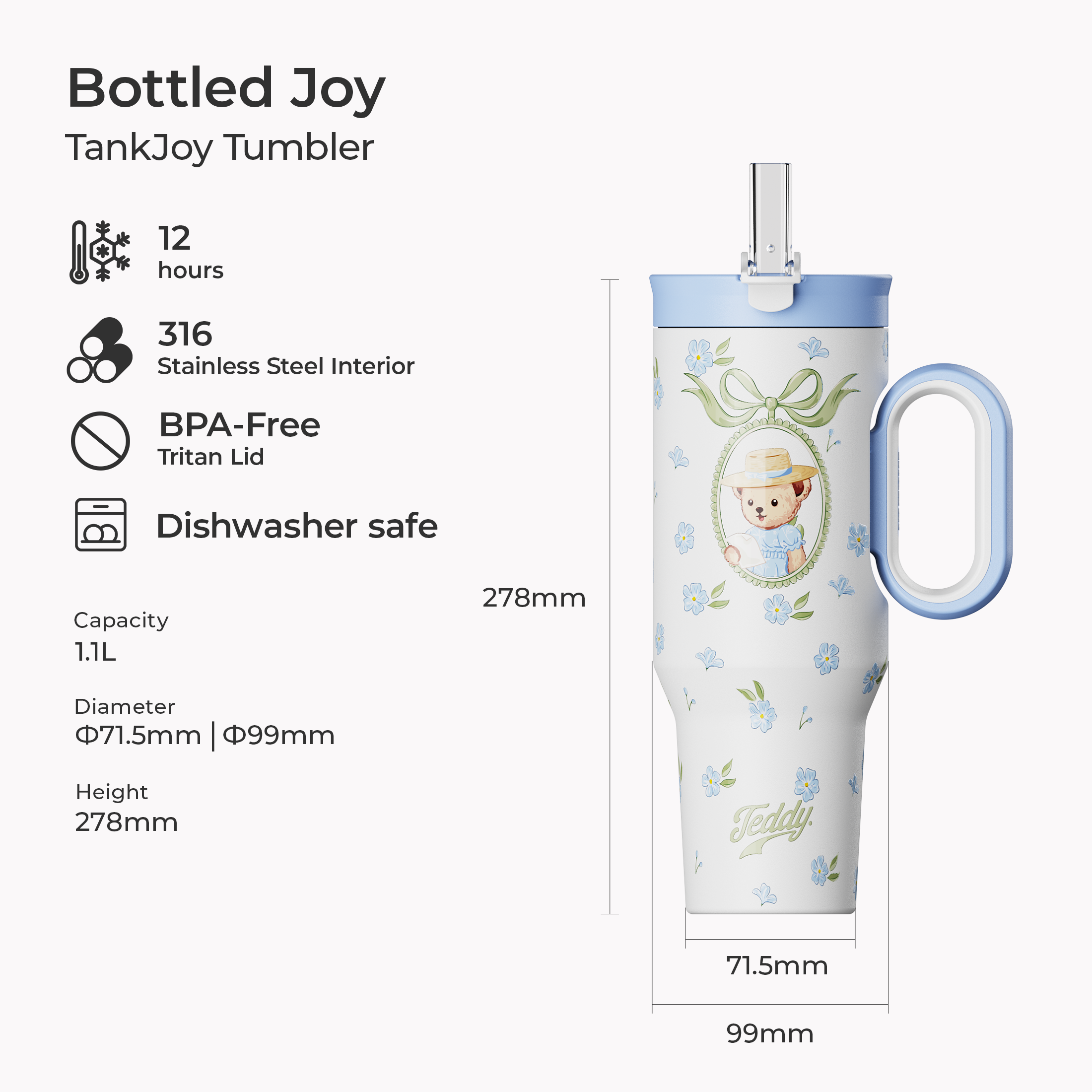 TankJoy Tumbler 1,1 l – isolierte Flasche in limitierter Auflage | Freude in Flaschen