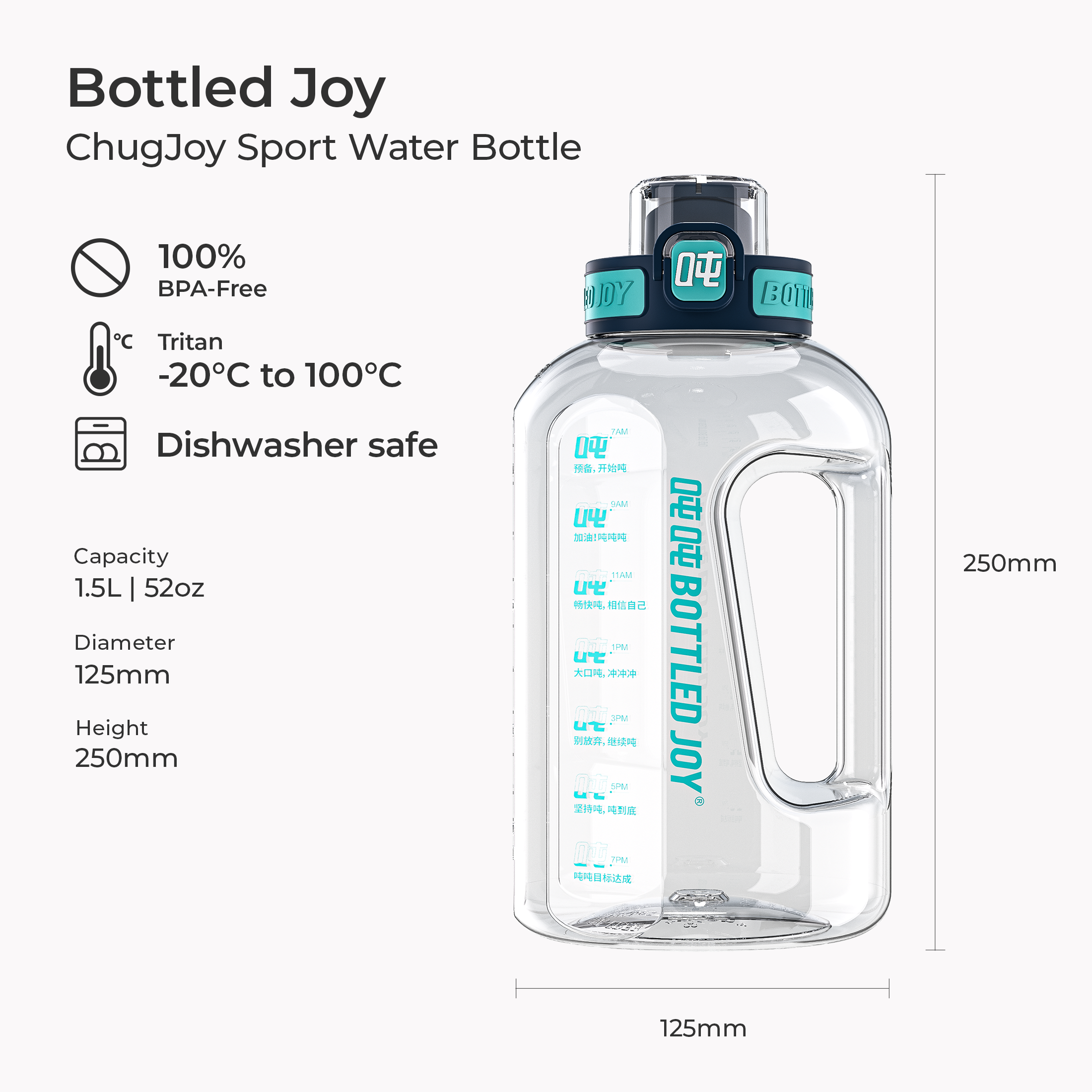 Klassische Sportwasserflasche 1,5 l – BPA-freie Tritan-Sportflasche | Freude in Flaschen