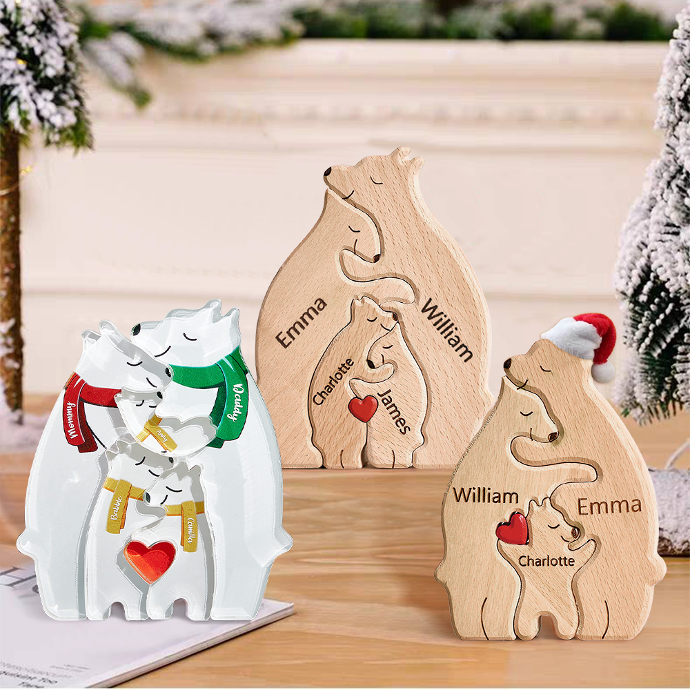 Benutzerdefinierte Familie Bär Puzzle personalisierte Namen Puzzle Weihnachten Puzzle Home Decor Geschenke -3 Stile