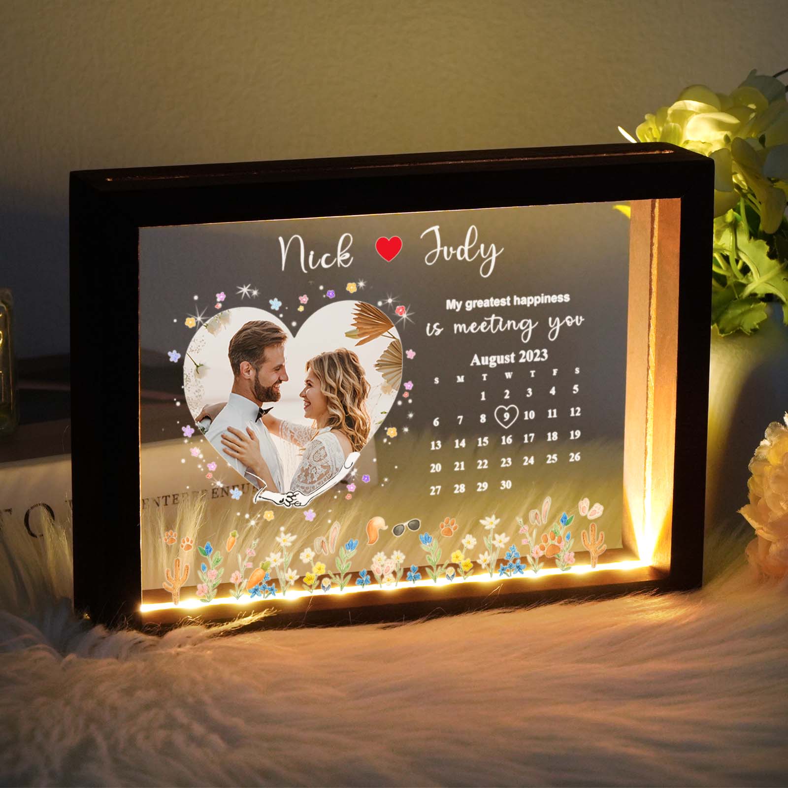 Personalisierter Led-fotorahmen – Das Perfekte Geschenk Für Die Schönsten Momente Der Liebe: Mein Größtes Glück Ist, Dich Kennengelernt Zu Haben