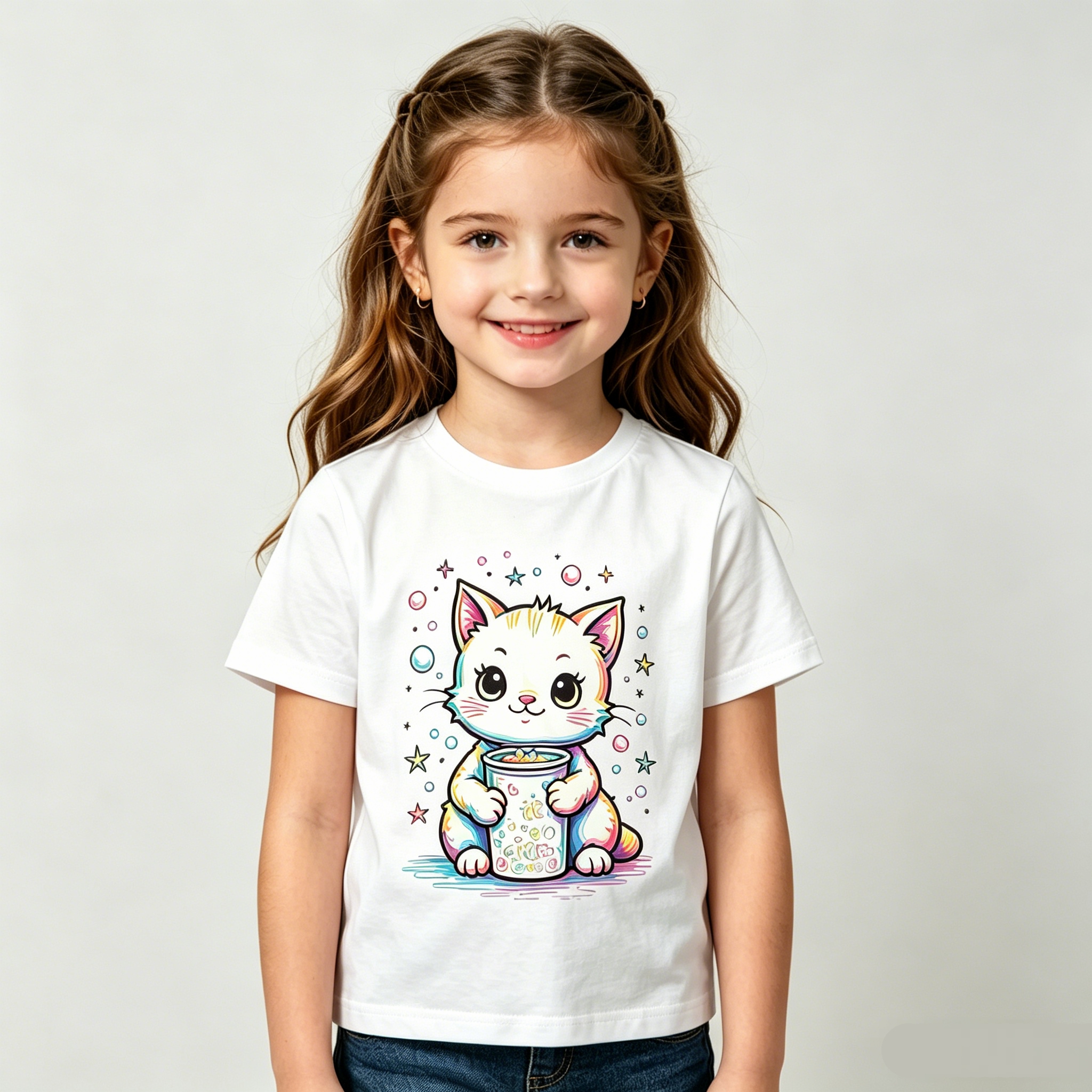 Kinder-T-Shirt Zum Ausmalen, DIY-Druck Zum Ausmalen, Tiermuster Für Mädchen, Jungen
