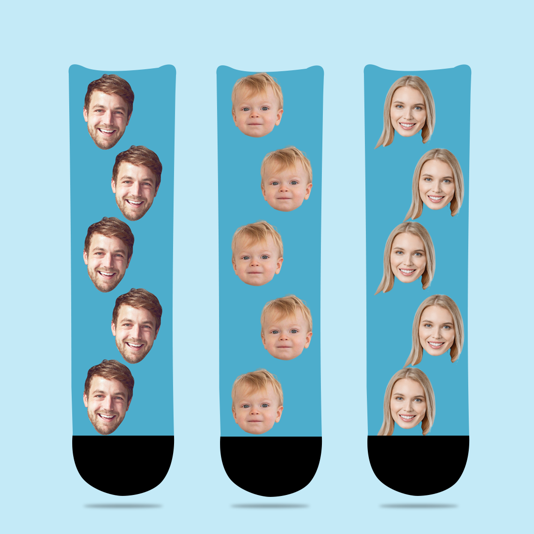 Weihnachtsgeschenke Personalisierte Gesichtssocken mit Ihrem Text 3D Vorschau Bunte Socken