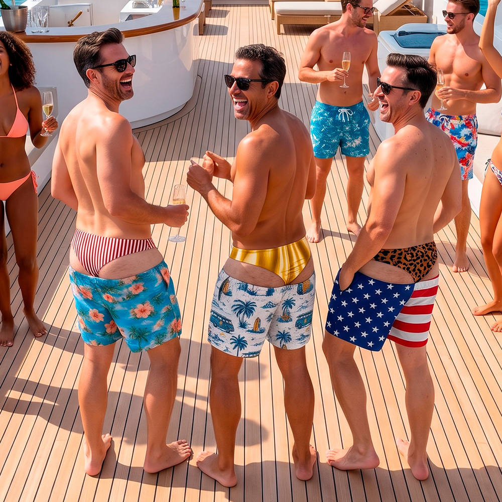 Benutzerdefinierte Lustige Männer Badehose Neuheit Optische Täuschung Badeshorts Lustige Neuheit Party Boardshorts Geschenk Für Ehemann Freund