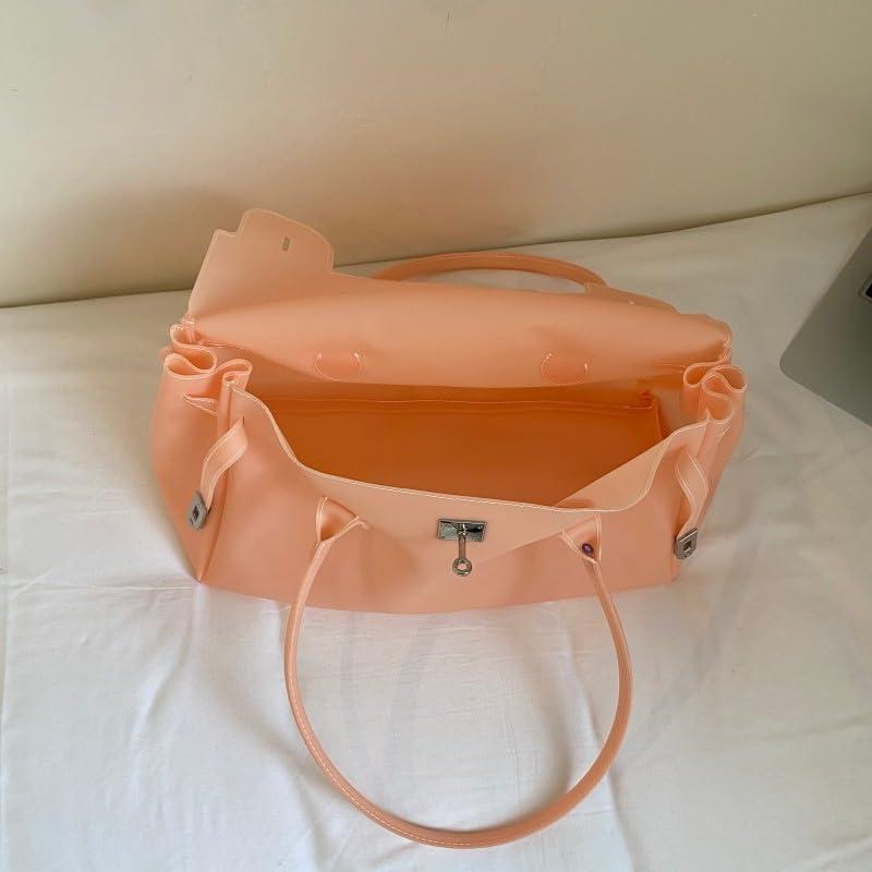 Lushandy Jelly Tote Bag Y2K Geldbörse Firkin Bag Wasserdichte PVC Tote Strandtaschen Große Designer Hobo Handtasche Für Arbeit College