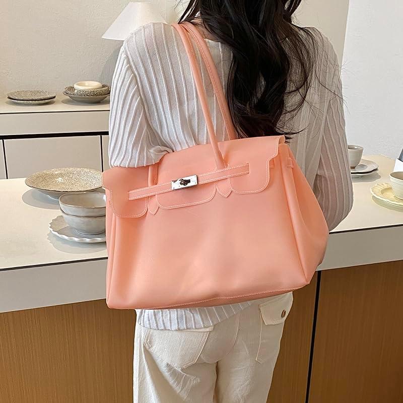 Lushandy Jelly Tote Bag Y2K Geldbörse Firkin Bag Wasserdichte PVC Tote Strandtaschen Große Designer Hobo Handtasche Für Arbeit College
