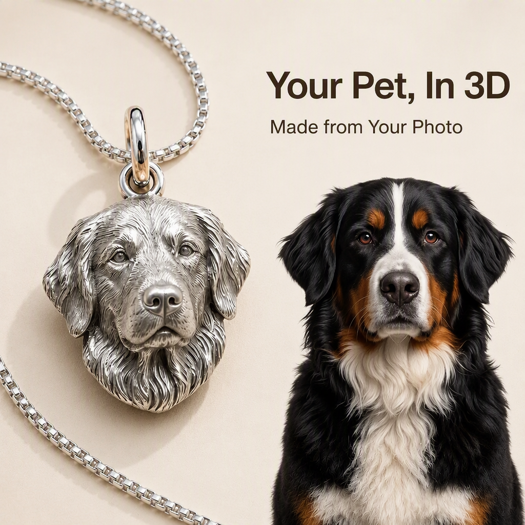 Personalisierter 3D-Haustierfoto-Portrait-Anhänger Aus 925er Sterlingsilber, Geformter Hunde- Und Katzenkopf-Charm, Erinnerungsgeschenk Für Sie