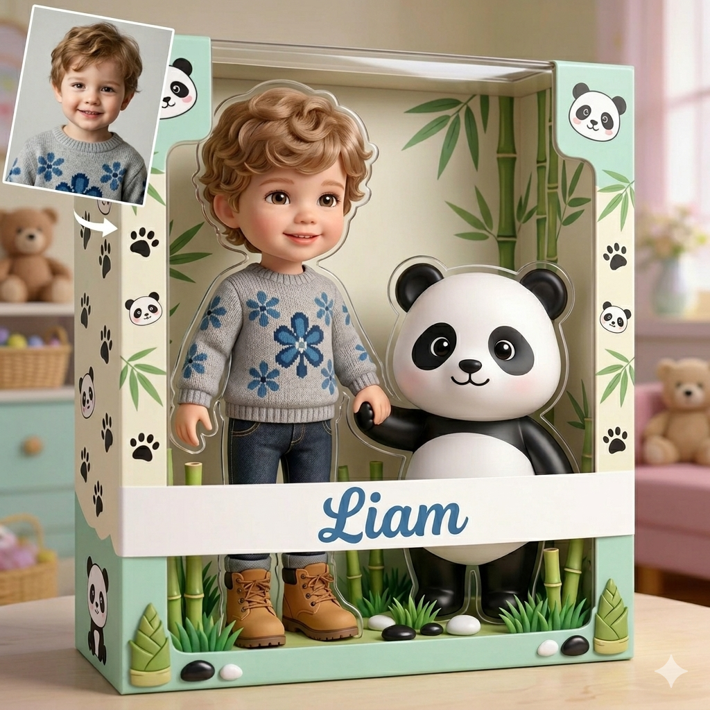 Acrylplakette Mit Individuellem Foto Als Cartoon-fuchs – Personalisierte Ki-waldtierkunst – Kreatives Fuchsporträt Als Geschenk Für Kinder