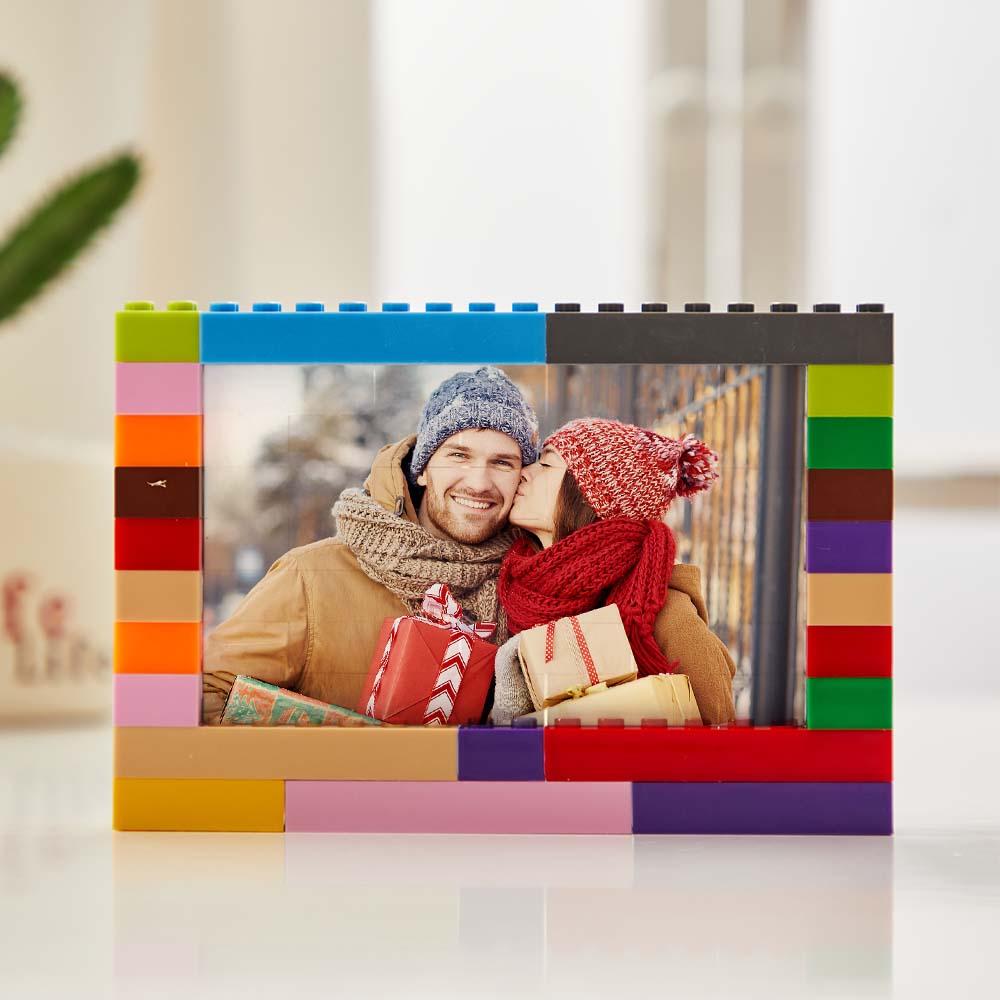 (Nur Rahmen, kein Text) DIY Horizontal Rechteck Bausteine Rahmen Materialpaket Mhere Farben 14*10cm