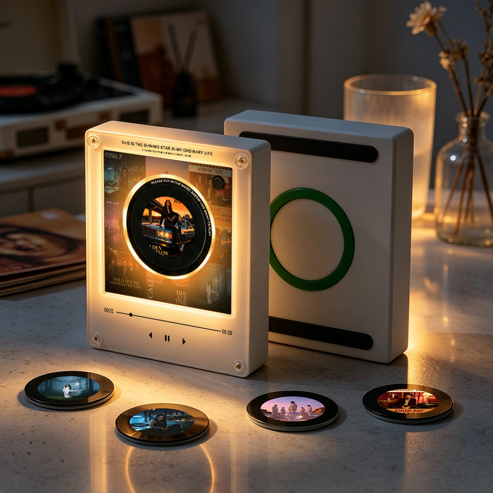 Kundenspezifischer Mini-Vinyl-Schallplatten-Musikplayer Mit 9 Discs, Magnetischer Disc-Musikplayer Mit Wiederaufladbarem Akku