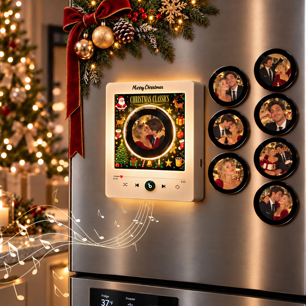 Personalisierter Musik-Kühlschrankmagnet – Individuelle Foto-Schallplatten, Individueller Foto-Song-Magnet, Weihnachtsgeschenke