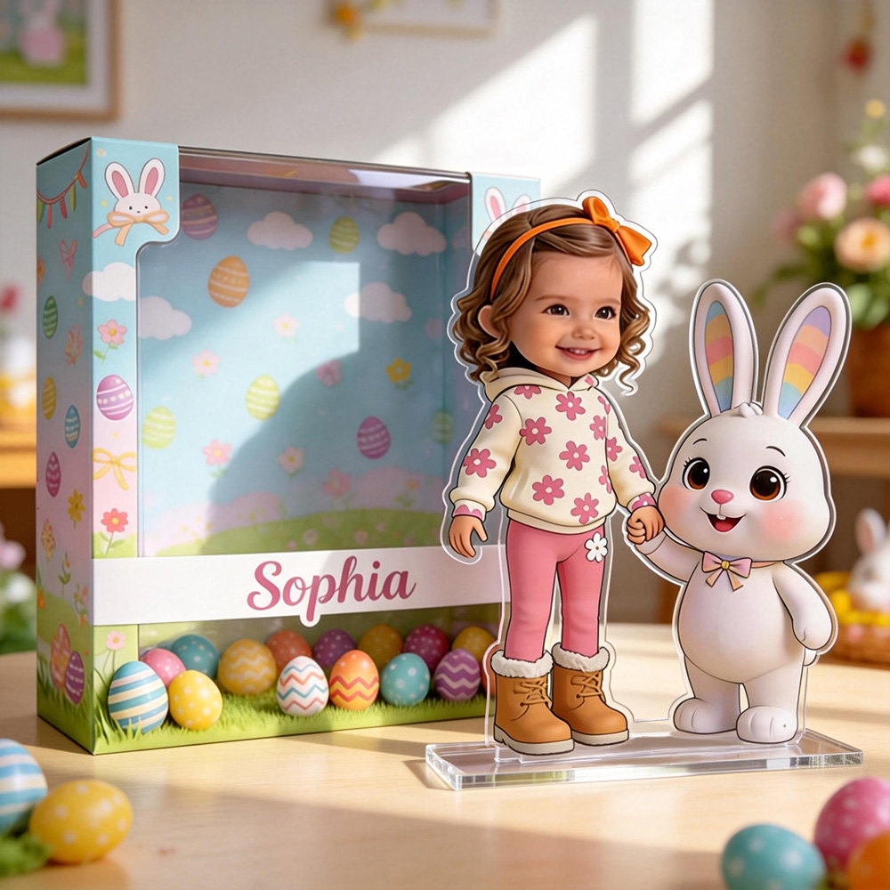 Individuell Gestaltetes Ostergeschenk Mit Foto – Personalisierte Acrylplakette In Kinderform