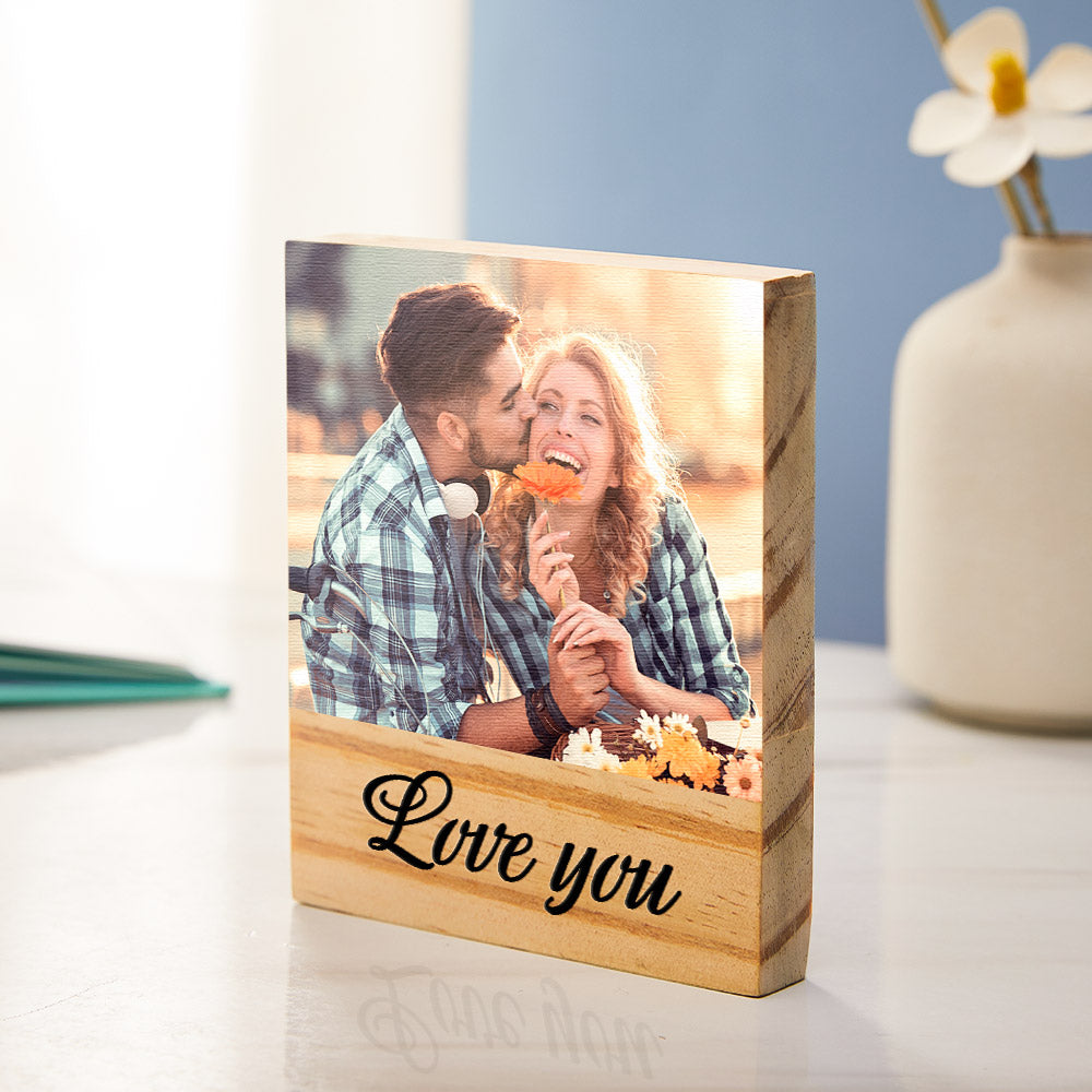 Spotify Personalisierter Dicker Fotoblock Aus Holz Mit Individueller Fotogravur Als Schlafzimmerdekoration