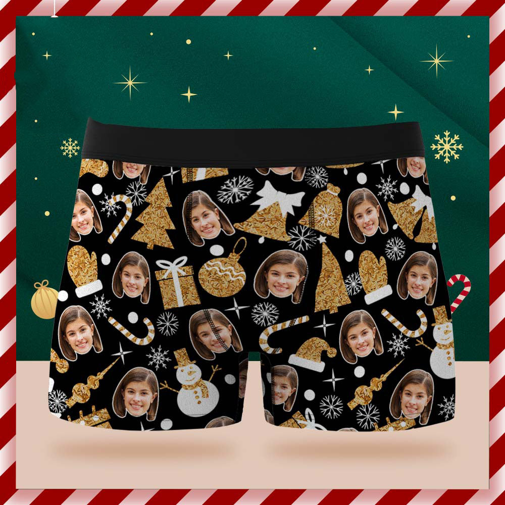 Personalisierte Gesichts-boxershorts, Personalisierte Schwarze Unterwäsche, Weihnachtsgeschenk Für Ihn