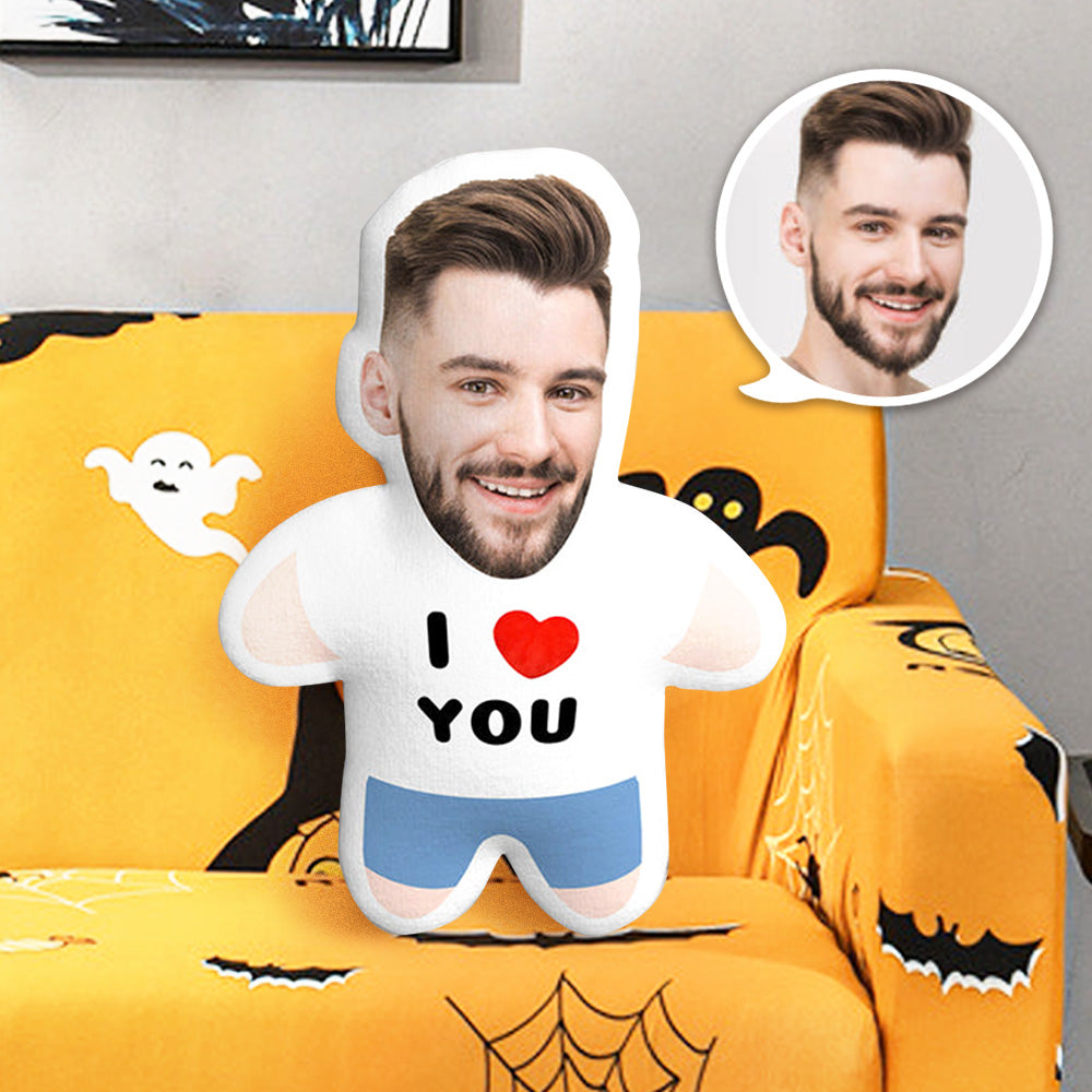 Halloween-Geschenk Ich Liebe Dich Minime Wurfkissen Individuelles Gesicht Teddy Personalisiertes Foto Minime Kissen