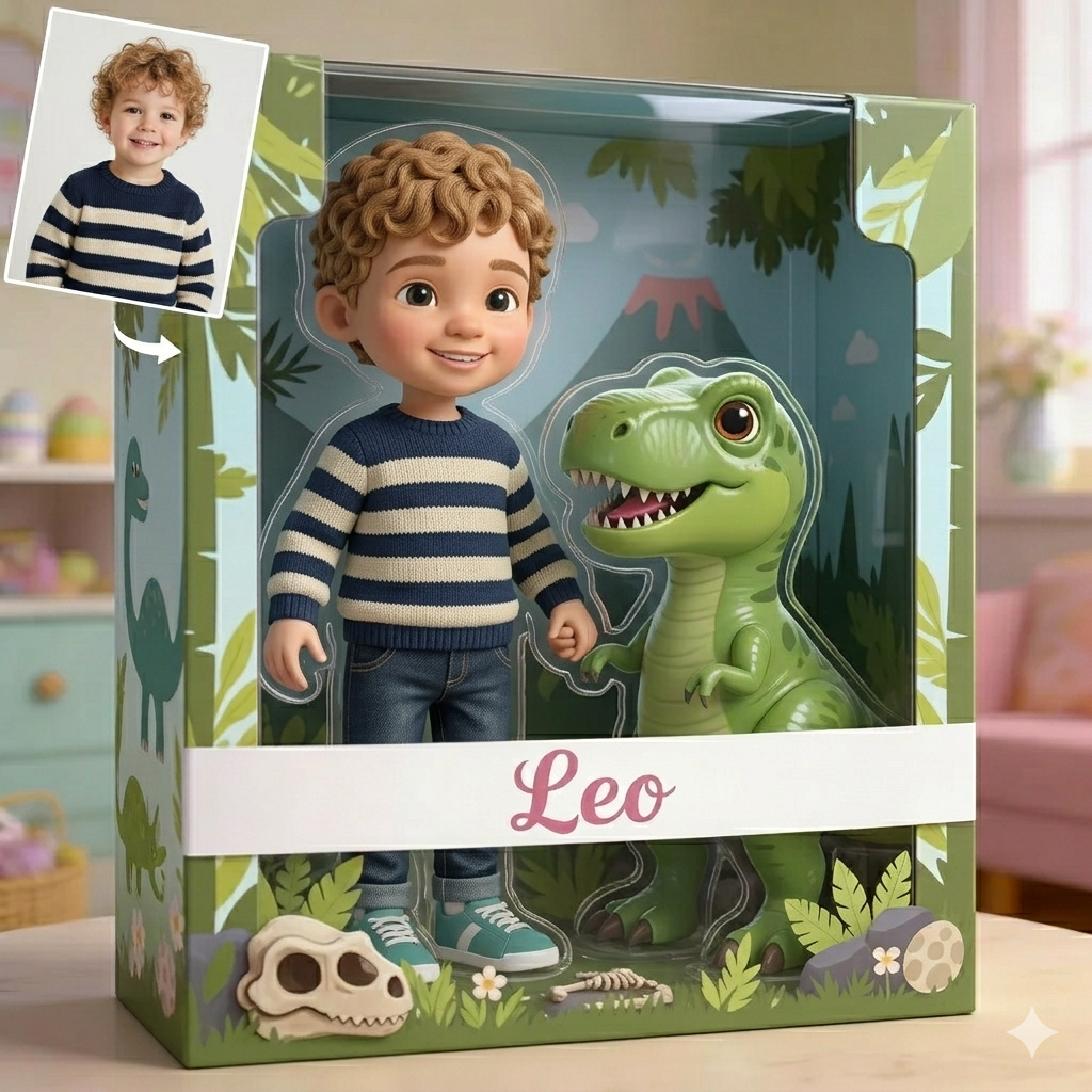 Individuelle Dinosaurierwelt-ki-cartoon-plakette – Personalisierter Acryl-aufsteller Für Jungen, Die Zu Dino-forschern Werden – Coole Kinderzimmerdeko