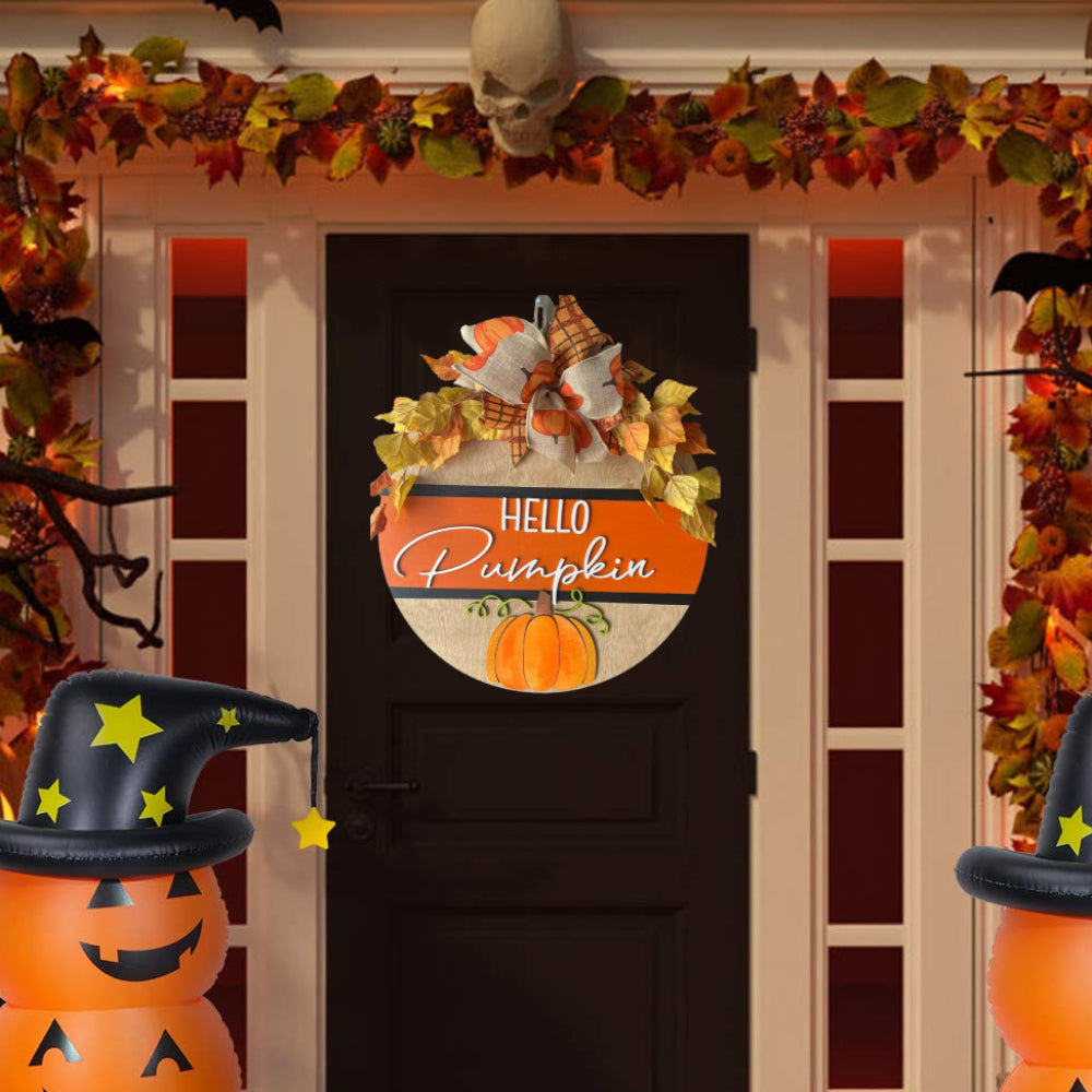 Herbst-willkommensschild Für Die Haustür, Hallo-kürbis-bauernhaus-kranz, Veranda-dekoration, Hängende Dekoration, Geschenke